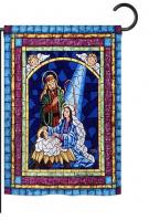 Stained Glass Nativity Garden Flag