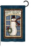 Happy Holidays Snowman Garden Flag