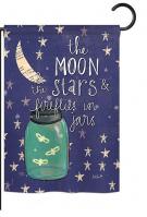 Moon Stars Fireflies Jars Garden Flag