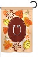 Autumn U Monogram Garden Flag