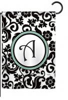 Damask A Monogram Garden Flag