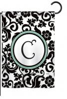 Damask C Monogram Garden Flag