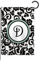 Damask D Monogram Garden Flag