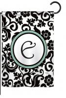 Damask E Monogram Garden Flag