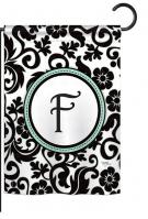 Damask F Monogram Garden Flag