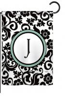 Damask J Monogram Garden Flag