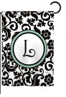 Damask L Monogram Garden Flag