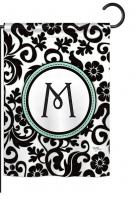 Damask M Monogram Garden Flag