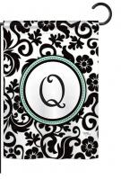 Damask Q Monogram Garden Flag