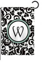 Damask W Monogram Garden Flag