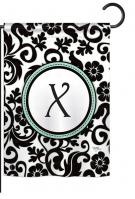 Damask X Monogram Garden Flag