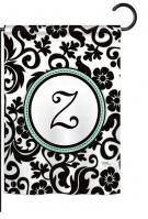 Damask Z Monogram Garden Flag