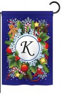 Winter K Monogram Garden Flag