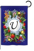 Winter U Monogram Garden Flag