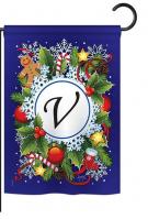 Winter V Monogram Garden Flag