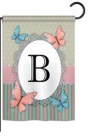 Butterflies B Monogram Garden Flag