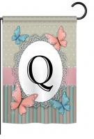 Butterflies Q Monogram Garden Flag