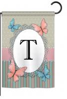 Butterflies T Monogram Garden Flag