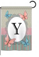 Butterflies Y Monogram Garden Flag