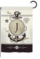 Nautical J Monogram Garden Flag