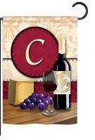 Wine C Monogram Garden Flag