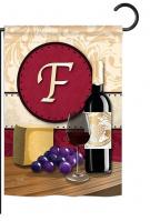 Wine F Monogram Garden Flag