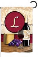 Wine L Monogram Garden Flag