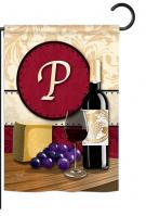 Wine P Monogram Garden Flag