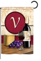 Wine V Monogram Garden Flag