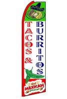 Tacos & Burritos (Red Sleeve) Feather Flag 3\' x 11.5\'