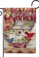 Friends Gather Here Decorative Garden Flag