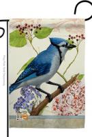 Blue Jay Floral Garden Flag