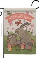 Happy Easter\'s Day Colourful Bunny Eggs Garden Flag