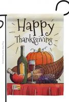 Happy Thanksgiving Feast Table Garden Flag