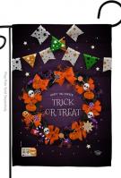 Trick Or Treat Wreath Garden Flag