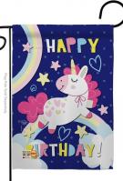 Cute Unicorn Birthday Garden Flag