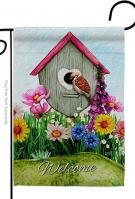 Spring Birdhouse Decorative Garden Flag