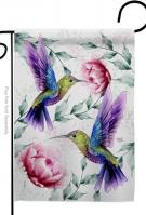 Hummingbirds In Flight Garden Flag