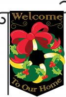 Christmas wreath Applique Garden Flag