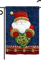 Santa Holding Joy Heart Garden Flag