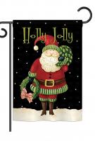Holly Jolly Santa Garden Flag