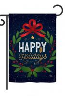 Happy Holidays Wreath Garden Flag