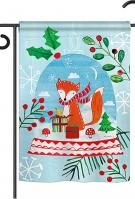 Snow Globe Fox Garden Flag