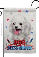 Patriotic White Poodle Garden Flag