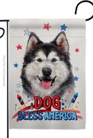 Patriotic Siberian Husky Garden Flag