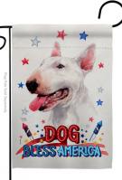 Patriotic White Bull Terrier Garden Flag