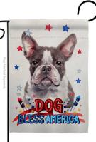 Patriotic Gray Boston Terrier Garden Flag