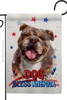 Patriotic Chocolate Bulldog Garden Flag