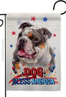 Patriotic Merle Bulldog Garden Flag