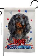 Patriotic Blue Long Hair Dachshund Garden Flag